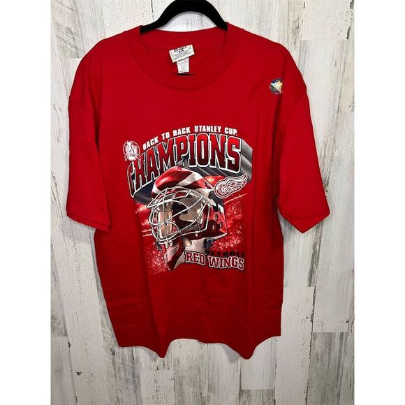 Lee Detroit Red Wings 1998 Stanley Cup Champions‎ T-Shirt Red XL Vintage - Picture 1 of 6